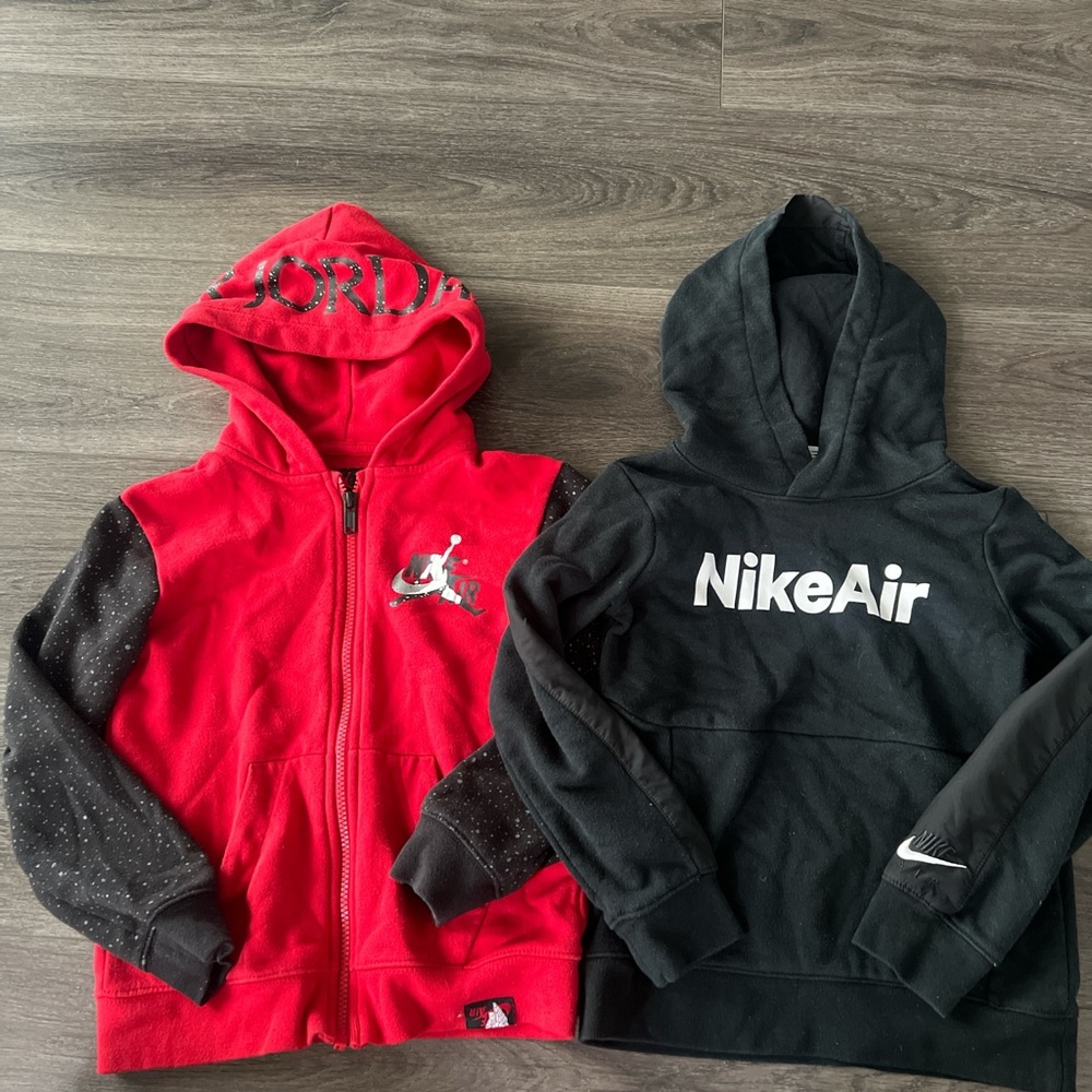 2pc Jordan Nike Red and Black Kids Hoodie sweatshirt 6-7